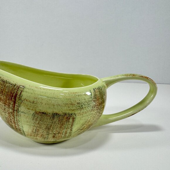 Vintage Vernon Ware Raffia Gravy Boat Green Brown Mid Century MCM - Picture 9 of 13